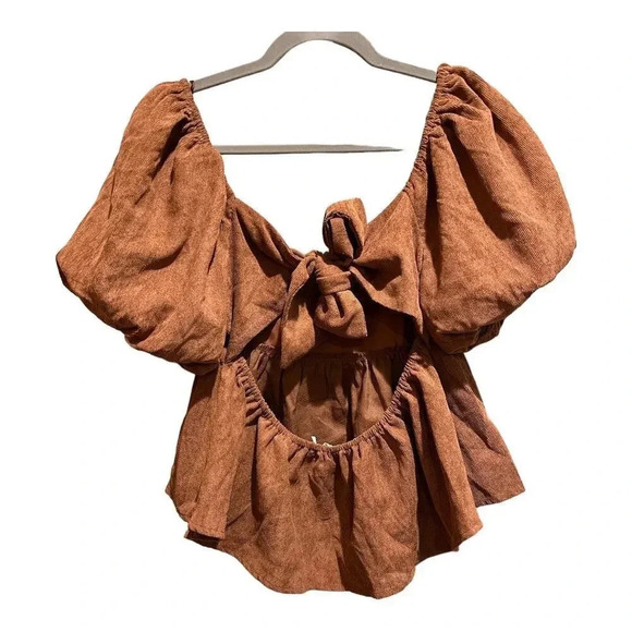 NWOT Mi Ami X Francesca’s Collection Bow Tie Open Back Blouse - Picture 2 of 6